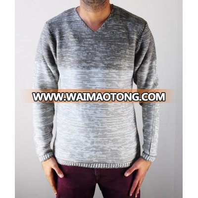 Wool Knit With V NECK Sweater for Men Speckle Shadow